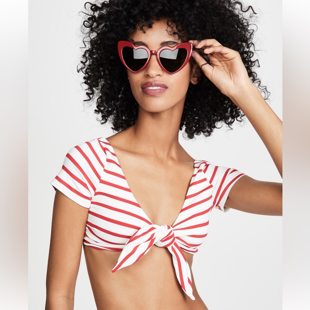 Solid & Striped the Vanessa bikini top in Red Breton Stripe.